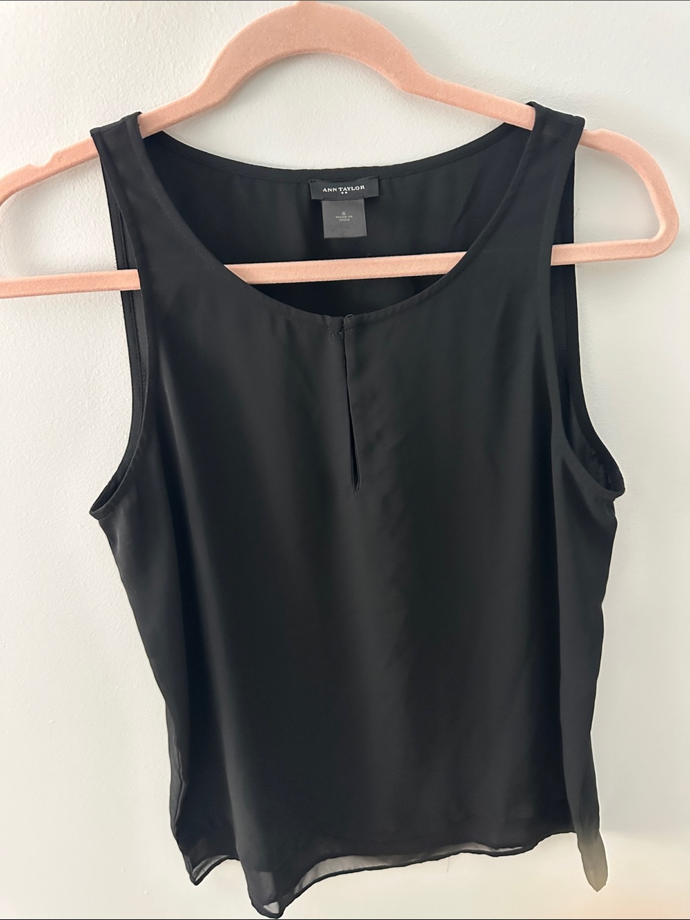 Ann Taylor Black Chiffon Sleeveless Shell Top